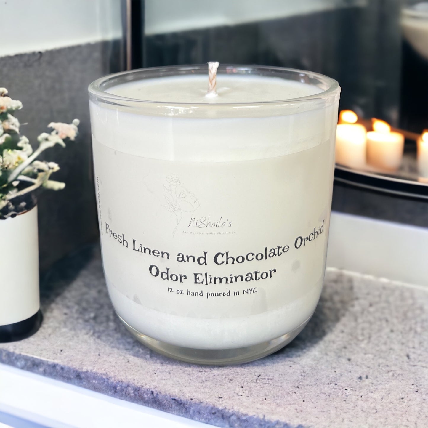Fresh Linen and Chocolate Orchid Odor Eliminator - 12 OZ Serafina Jar