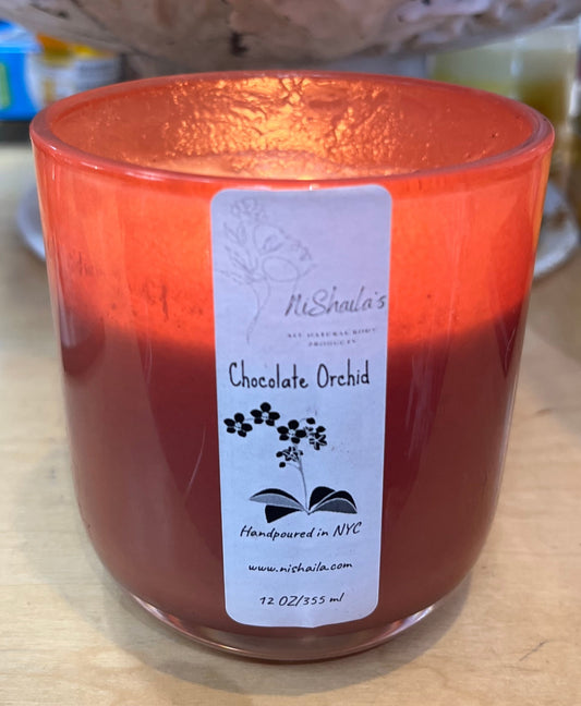Chocolate Orchid 12 OZ Soy Wax Candle - Serafina Merlot Jar